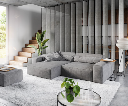 Ecksofa Sirpio - Couch Recamiere variabel -Strukturstoff