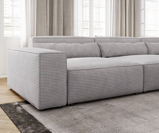 Ecksofa Sirpio - Wohnlandschaft XL Cord - Grau