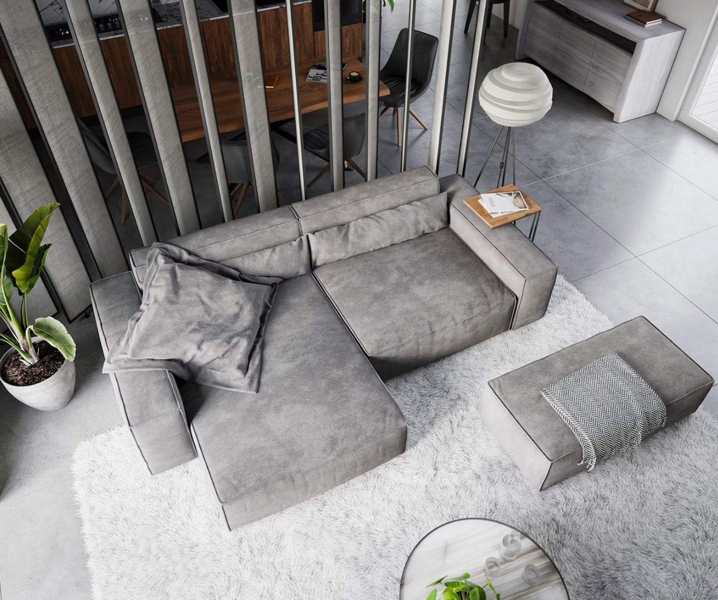 Ecksofa Sirpio - Couch Recamiere variabel -Strukturstoff