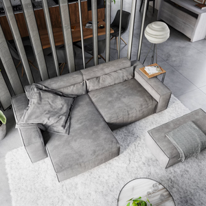 Ecksofa Sirpio - Couch Recamiere variabel -Strukturstoff