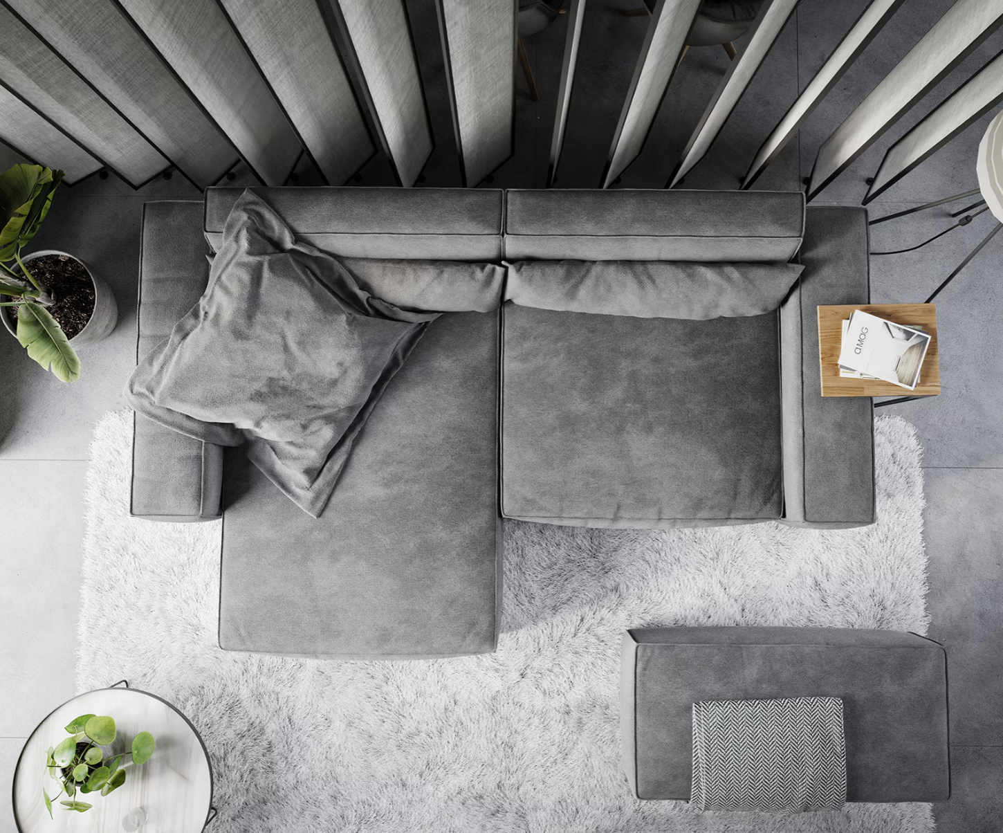Ecksofa Sirpio - Couch Recamiere variabel -Strukturstoff