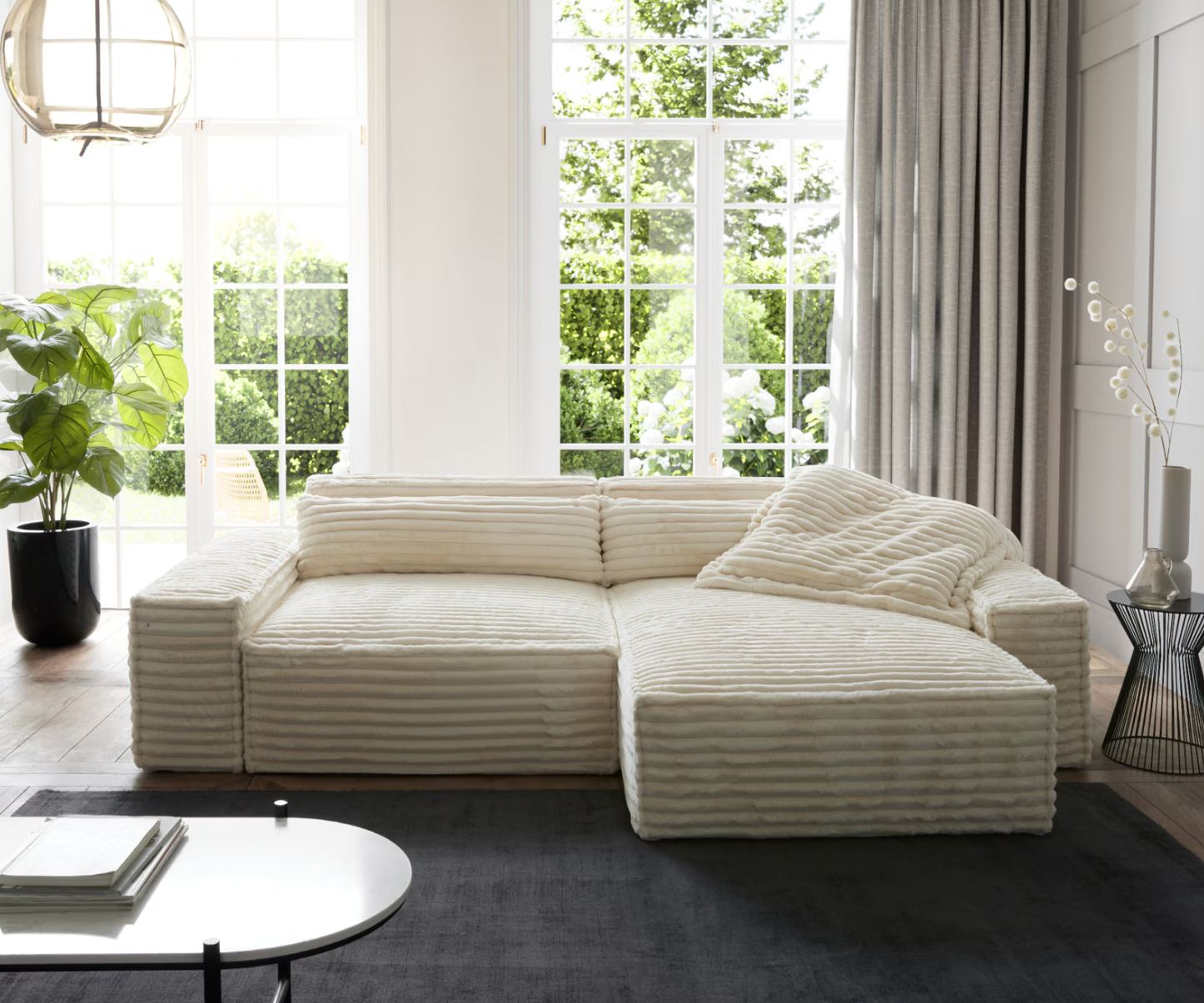 Ecksofa Sirpio - Couch Recamiere variabel - Plüsch