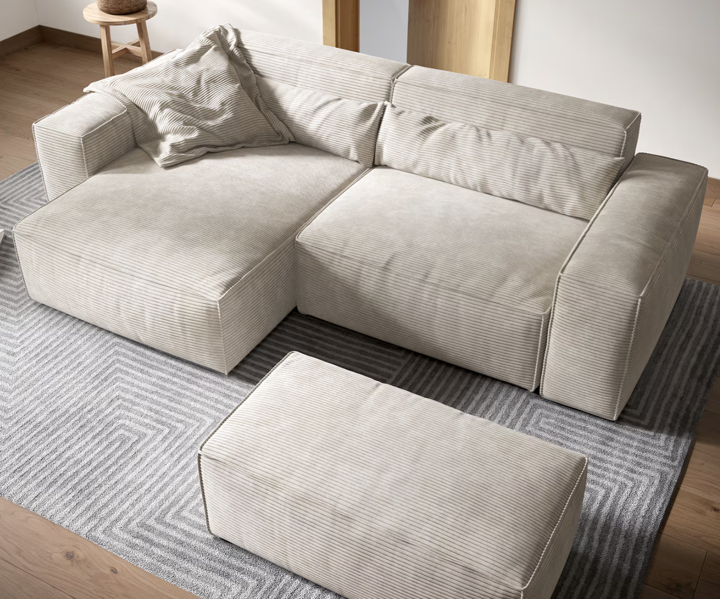 Ecksofa Sirpio - Couch Recamiere variabel - Cord
