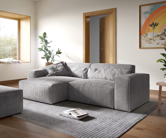 Ecksofa Sirpio - Couch Recamiere variabel - Cord Grau
