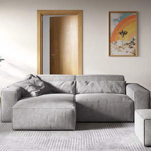 Ecksofa Sirpio - Couch Recamiere variabel - Cord Grau