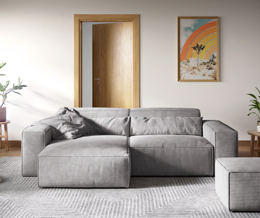 Ecksofa Sirpio - Couch Recamiere variabel - Cord Grau
