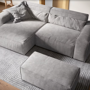 Ecksofa Sirpio - Couch Recamiere variabel - Cord Grau