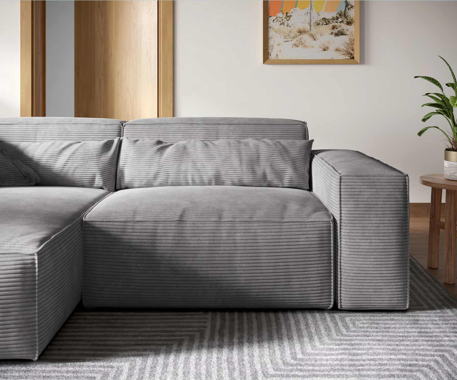 Ecksofa Sirpio - Couch Recamiere variabel - Cord Grau