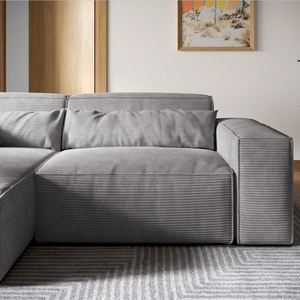 Ecksofa Sirpio - Couch Recamiere variabel - Cord Grau