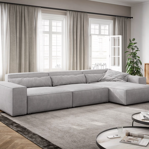 Ecksofa Sirpio - Wohnlandschaft XL Cord - Grau