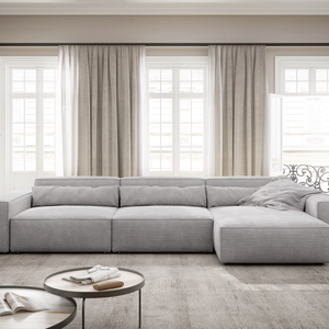 Ecksofa Sirpio - Wohnlandschaft XL Cord - Grau