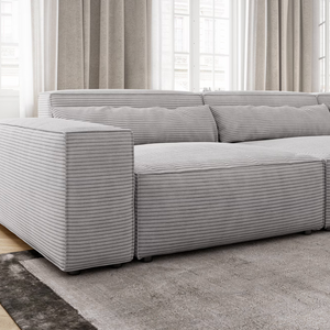 Ecksofa Sirpio - Wohnlandschaft XL Cord - Grau