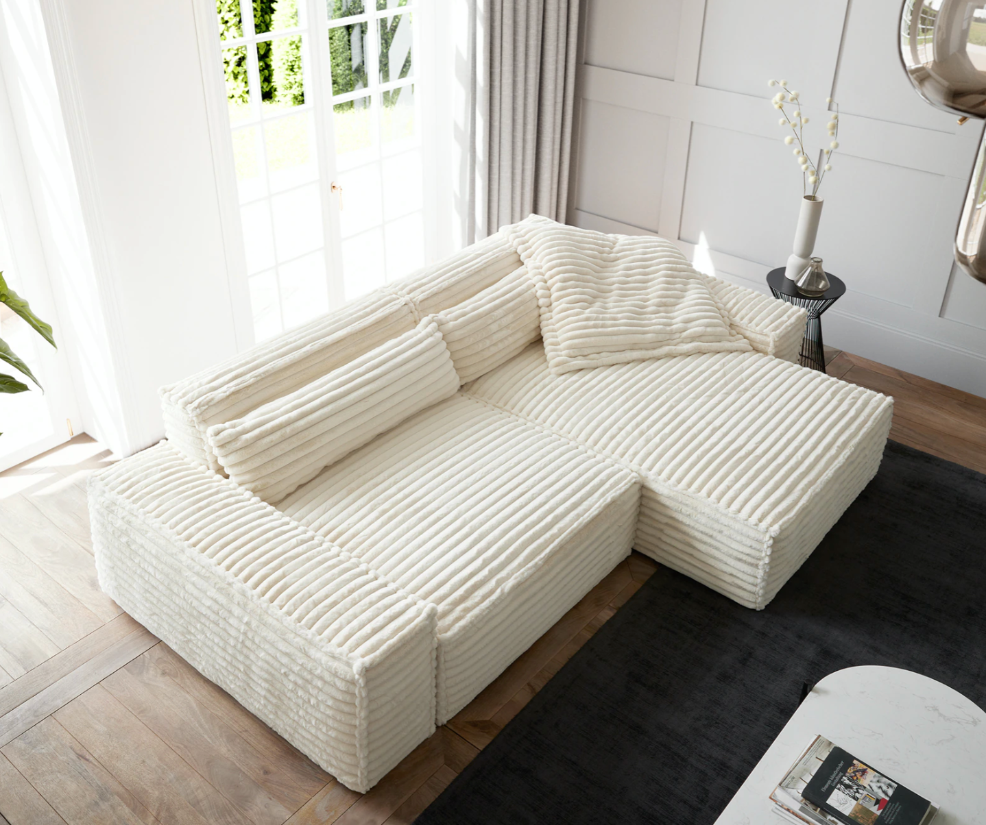Ecksofa Sirpio - Couch Recamiere variabel - Plüsch