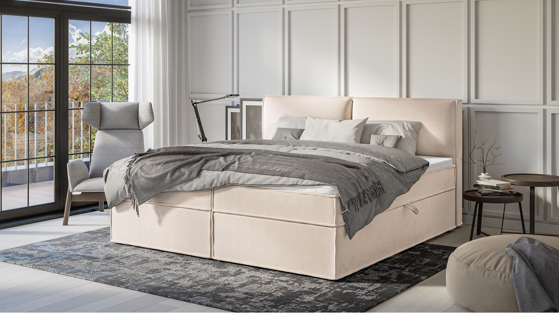 Jake Boxspringbett mit Bettkasten – Größen 90x200 bis 200x200 – Stauraum & Federung