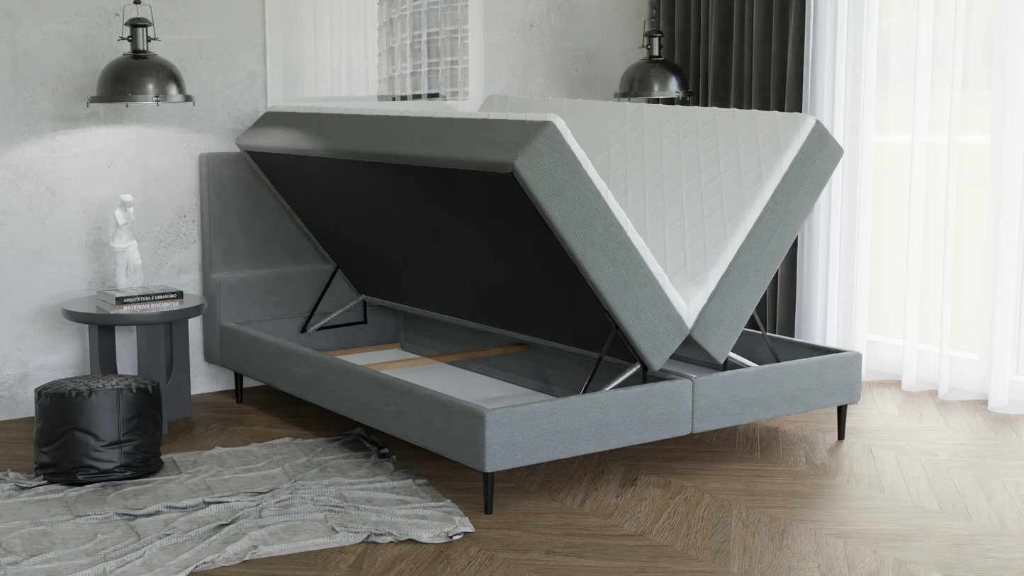 Louis Boxspringbett Ehebett Polsterbett Bett Dunkelgrau - 160 x 200